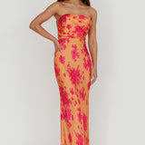 City Of Stars Strapless Maxi Dress Floral Orange