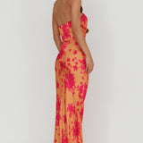 City Of Stars Strapless Maxi Dress Floral Orange