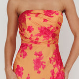 City Of Stars Strapless Maxi Dress Floral Orange