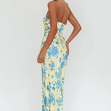 City Of Stars Strapless Maxi Dress Floral Yellow