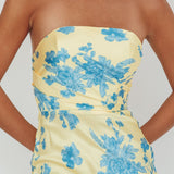 City Of Stars Strapless Maxi Dress Floral Yellow