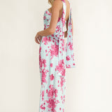 City Of Stars Strapless Scarf Maxi Dress Floral Ice Blue