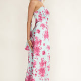 City Of Stars Strapless Scarf Maxi Dress Floral Ice Blue