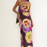 City Of Stars Strapless Scarf Maxi Dress Pansies Plum
