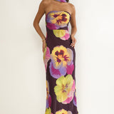 City Of Stars Strapless Scarf Maxi Dress Pansies Plum