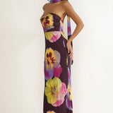 City Of Stars Strapless Scarf Maxi Dress Pansies Plum