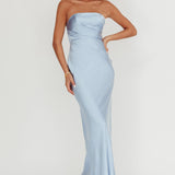 City Of Stars Strapless Maxi Dress Baby Blue