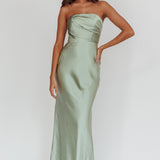City Of Stars Strapless Maxi Dress Pistachio