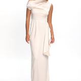 Tova Draped One-Shoulder Maxi Dress Champagne