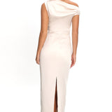 Tova Draped One-Shoulder Maxi Dress Champagne