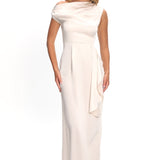 Tova Draped One-Shoulder Maxi Dress Champagne
