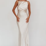 Laila Boat Neck Maxi Dress Stone Champagne