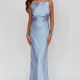 Laila Boat Neck Maxi Dress Stone Blue