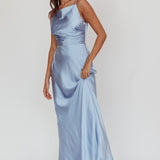 Laila Boat Neck Maxi Dress Stone Blue