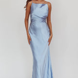 Laila Boat Neck Maxi Dress Stone Blue