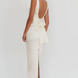 Leila Boat Neck Maxi Dress Ivory