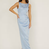 Leila Boat Neck Midi Dress Blue