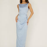 Leila Boat Neck Midi Dress Blue