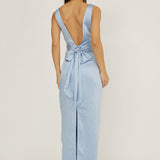 Leila Boat Neck Midi Dress Blue