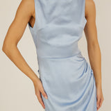 Leila Boat Neck Midi Dress Blue