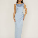 Leila Boat Neck Midi Dress Blue