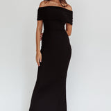 Aqaba Off-Shoulder Mesh Maxi Dress Black