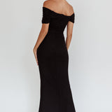 Aqaba Off-Shoulder Mesh Maxi Dress Black