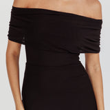 Aqaba Off-Shoulder Mesh Maxi Dress Black