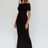 Aqaba Off-Shoulder Mesh Maxi Dress Black