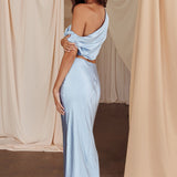 Alivya Satin Maxi Skirt Blue