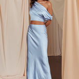 Alivya Satin Maxi Skirt Blue
