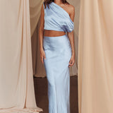 Alivya Satin Maxi Skirt Blue