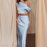 Alivya Satin Maxi Skirt Blue