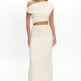 Alivya Ruched Waist Maxi Skirt Butter