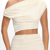 Alivya Asymmetric Neckline Knit Top Butter