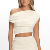 Alivya Asymmetric Neckline Knit Top Butter