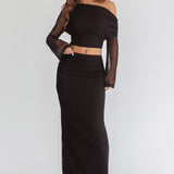Alivya Ruched Side Maxi Skirt Black