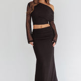 Alivya Ruched Side Maxi Skirt Black
