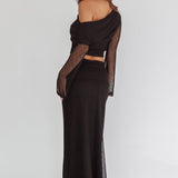 Alivya Ruched Side Maxi Skirt Black