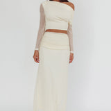Alivya Ruched Side Maxi Skirt Butter