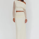 Alivya Ruched Side Maxi Skirt Butter