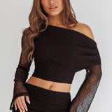 Alivya Asymmetric Shoulder Crop Top Black