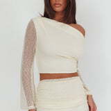 Alivya Asymmetric Shoulder Crop Top Butter