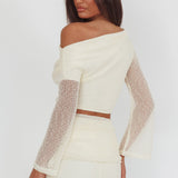 Alivya Asymmetric Shoulder Crop Top Butter