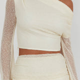 Alivya Asymmetric Shoulder Crop Top Butter
