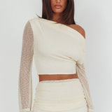 Alivya Asymmetric Shoulder Crop Top Butter