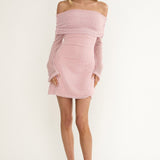 Alivya Off-Shoulder Knit Mini Dress Pink