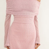 Alivya Off-Shoulder Knit Mini Dress Pink