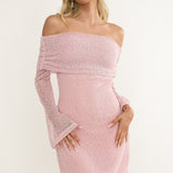 Alivya Off-Shoulder Knit Mini Dress Pink