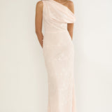 Alivya Asymmetric Neckline Maxi Dress Embellished Pink
